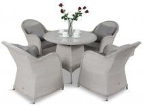 Altito Quatro Dining zestaw obiadowy z technorattanu Off-White & Taupe