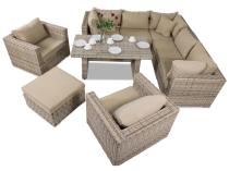 Zestaw narożny technorattan LIGURITO IX Plus Beige + 2 fotele