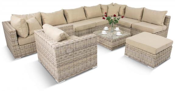 Zestaw wypoczynkowy technorattan LIGURITO X Beige + fotel