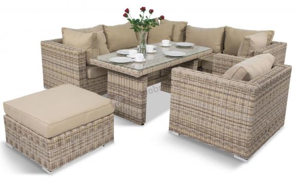 Meble technorattanowe obiadowe LIGURITO IX Plus Beige + fotel