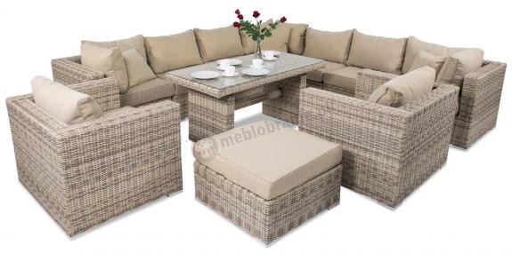 Narożnik technorattanowy z 2 fotelami LIGURITO XI Plus Beige