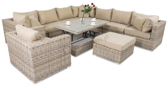 Meble ogrodowe z regulowanym stolikiem LIGURITO XI Beige + fotel