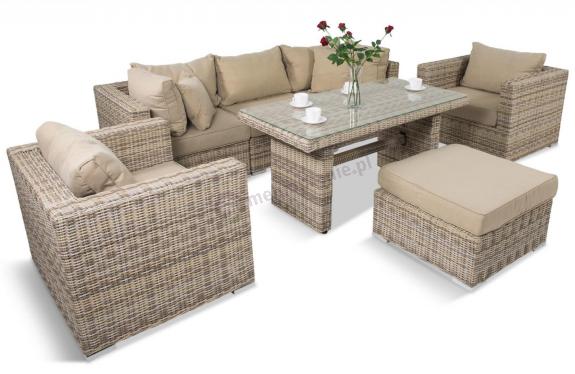 Meble technorattanowe z wysokim stołem LIGURITO VI Plus Beige + fotel