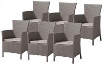 Komplet 6 Foteli ogrodowych z poduszkami - Iowa cappuccino