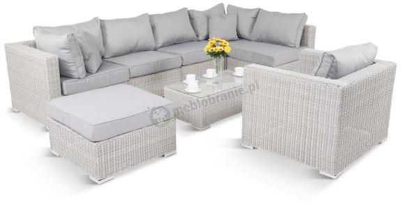 Białe meble ogrodowe technorattanowe Ligurito VIII Off-WHITE Elite & Taupe