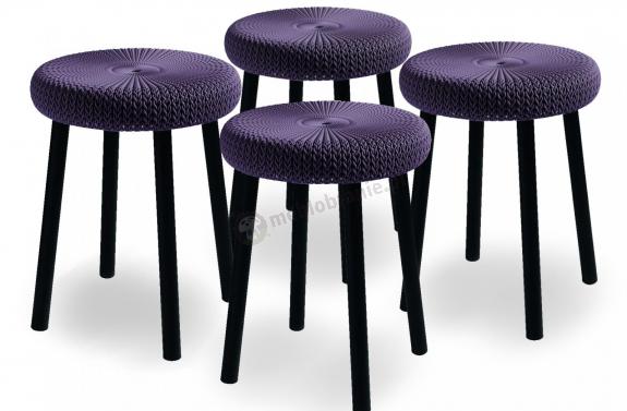 4 Taborety do kuchni Keter Cozy Stool purpurowy
