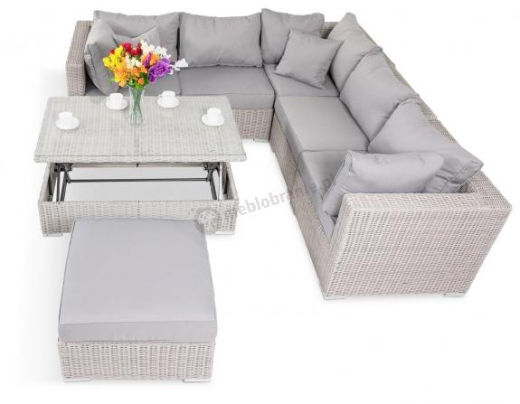 Meble ogrodowe z regulowanym stolikiem LIGURITO IX Off-WHITE Elite & Taupe