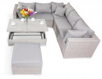 Meble ogrodowe z regulowanym stolikiem LIGURITO IX Off-WHITE Elite & Taupe