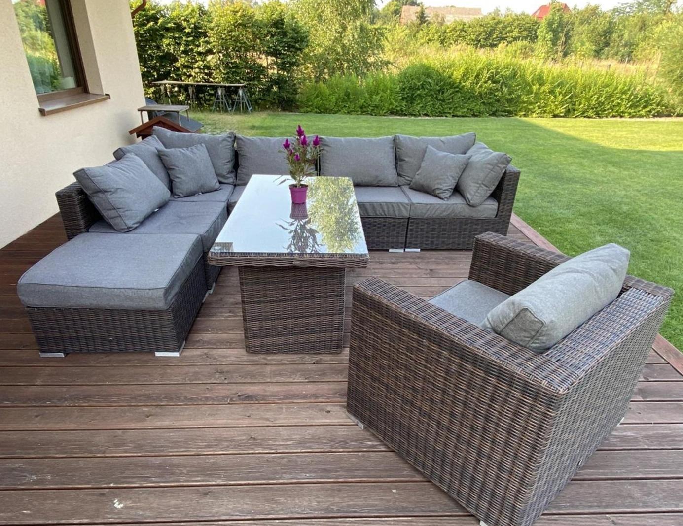 Brązowy narożnik modułowy z technorattanu