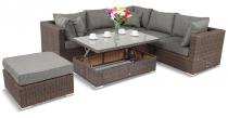 Narożny zestaw mebli ogrodowych z regulacją wysokości stołu Ligurito IX Brown Elite & Grey