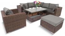 Meble premium do ogrodu z podnoszonym stołem Ligurito IX Brown Elite & Grey + fotel