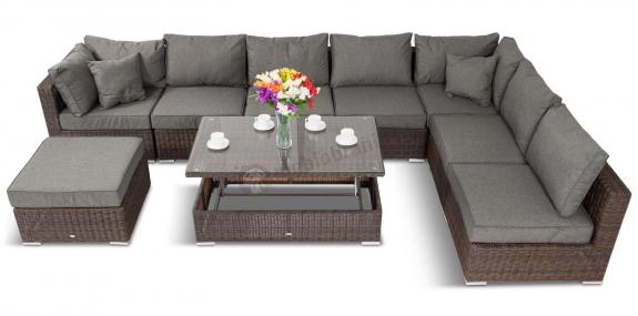 Komplet mebli premium z technorattanu brązowy Ligurito X Brown Elite & Grey