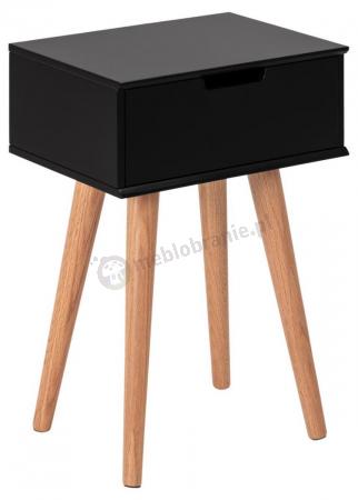 Skandynawska szafka do sypialni na drewnianych nóżkach Actona Mitra