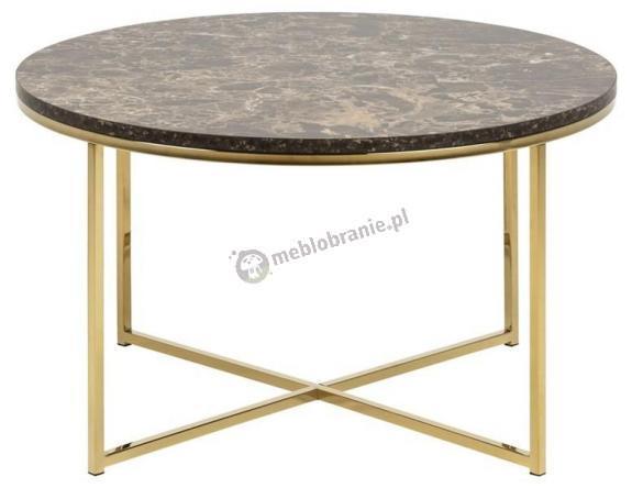 Brązowy stolik kawowy okrągły na złotych nogach vintage Actona Alisma 80cm