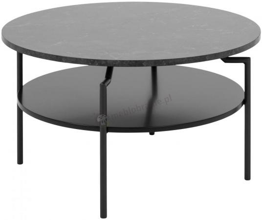 Okrągły stolik Goldington z półką marmurowy blat 80 cm