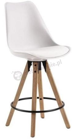 Actona Dima hoker plastikowy z drewnianymi nogami biały 102cm