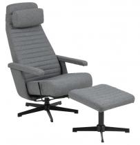 Actona Tranby wysoki fotel z podłokietnikami i podnóżkiem Szary