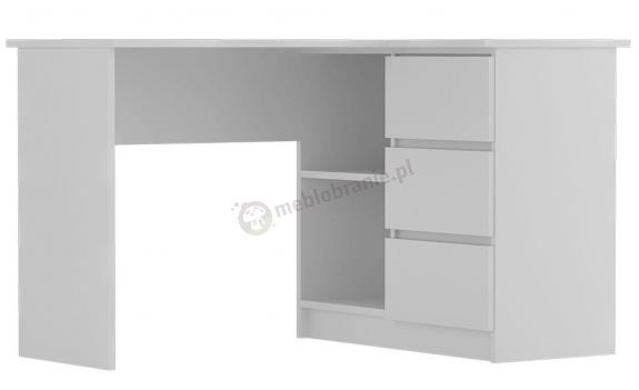 Biurko narożne Meblobranie MBR1 z szufladami pod komputer białe 124 cm