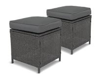 Grafitowa technorattanowa pufa z poduszką