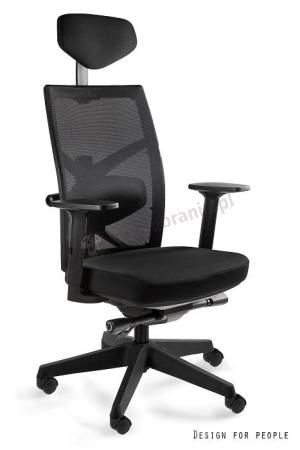 Fotel obrotowy biurowy ergonomiczny Tune czarny z mechanizmem synchron