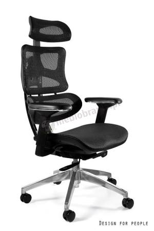 Fotel ergonomiczny biurowy Ergotech czarny chromowany