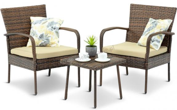 Brązowy komplet mebli na mały balkon Morrone Duo Carmel & Latte