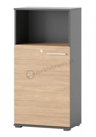 Szafka z zamkiem Omega 06 grafit i dąb urban 60x38x122 cm