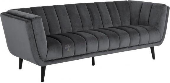Actona Tampa 3-osobowa sofa do salonu welurowa ciemnoszara 220 cm