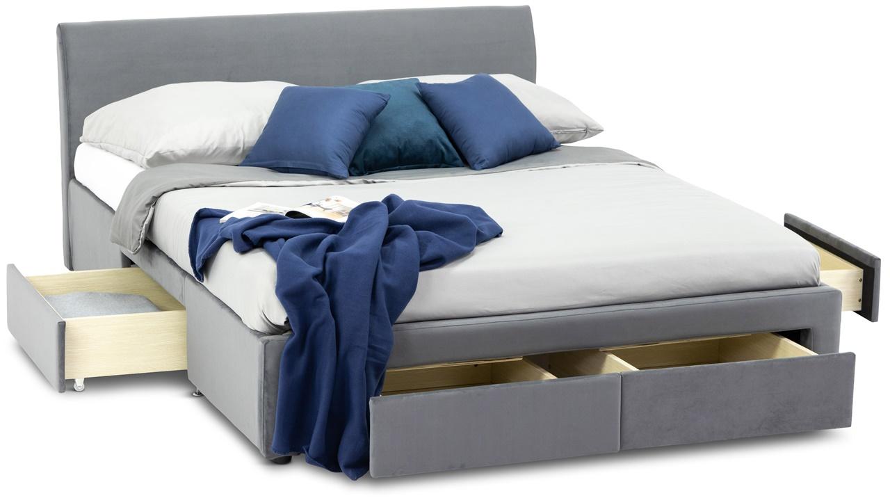 Proste szare łóżko do sypialni dwuosobowe 160x200 cm