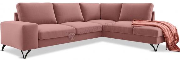 Ciemny róż narożnik do salonu rozkładany Flavio prawy 283x214 cm Matt Velvet 63