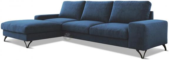 Granatowy narożnik welurowy z funkcją spania Flavio II lewostronny 293x179 cm