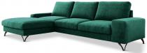 Narożnik zielony butelkowy welurowy z funkcją spania Flavio II lewostronny 293x179 cm