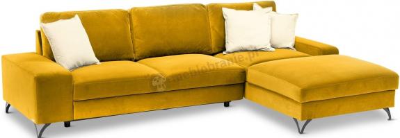 Żółty narożnik prawostronny na czarnych nóżkach Flavio II 293x179 cm Matt Velvet 48