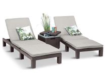 Zestaw z leżakami ze stolikiem lodówką Meblobranie 2DIC brązowy