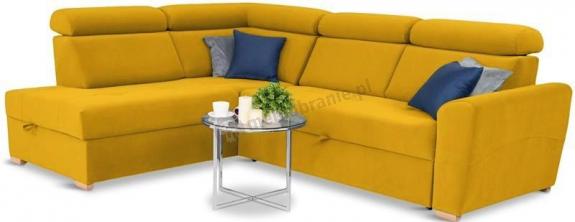 Żółty narożnik rozkładany welurowy w kształcie litery L Riva 274x210 cm lewostronny