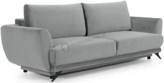 Jasnoszara sofa welurowa na nóżkach