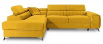 Żółta rogówka nowoczesna z regulacją zagłówków Laurence 275x205 cm Matt Velvet 48 lewy