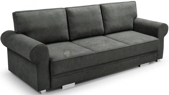 Ciemna klasyczna kanapa do salonu 256cm Bukiet Monolith 92 ciemnoszary