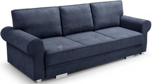 Granatowa kanapa welurowa do salonu 256cm Bukiet Monolith 77