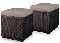 Zestaw 2 puf ze schowkiem i poduszką Keter Cube brązowy