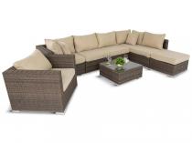 Meble ogrodowe wypoczynkowe z brązowego technorattanu Nilamito VIII Double Brown & Beige + fotel