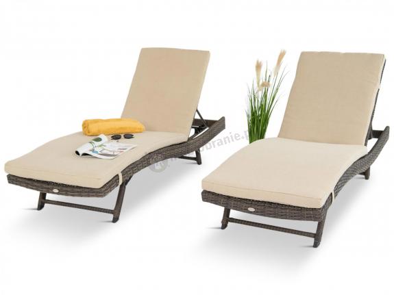 2x brązowy leżak ogrodowy Nilamito Double Brown