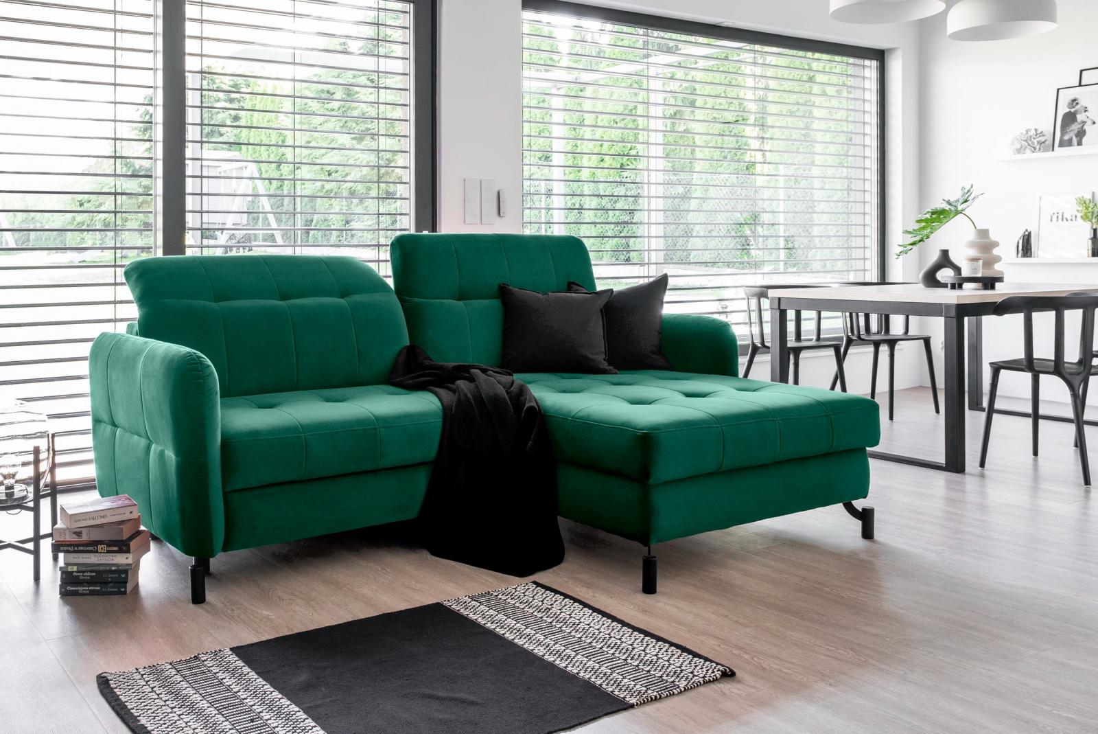 Mały zielony narożnik rozkładany