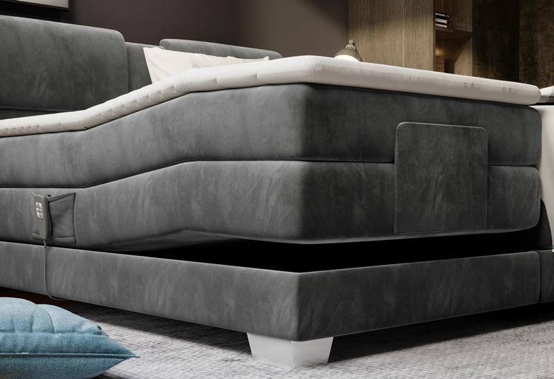 Szare łóżko elektryczne z regulacją