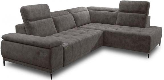 Rogówka z wysuwanym elektrycznie siedziskiem Focus L 278x204cm Salvador 16 – graphite prawy
