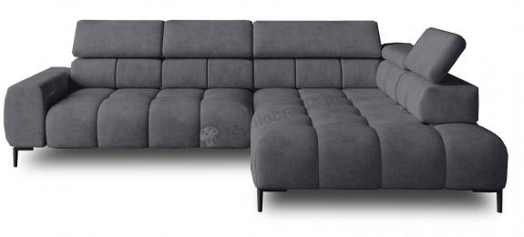 Narożnik z elektryczną regulacją siedziska Plaza L 300x216cm prawostronny