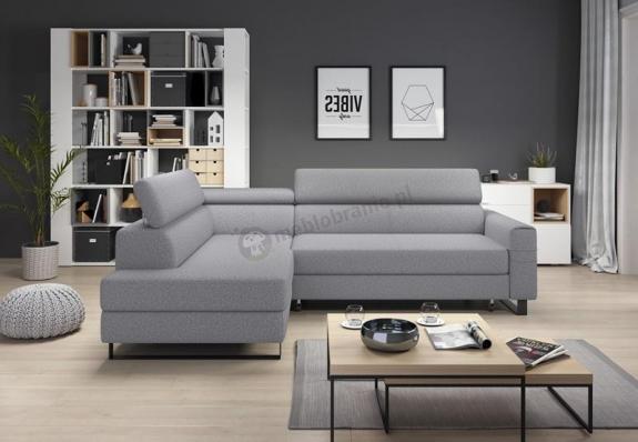 Jasnoszary narożnik minimalistyczny do salonu