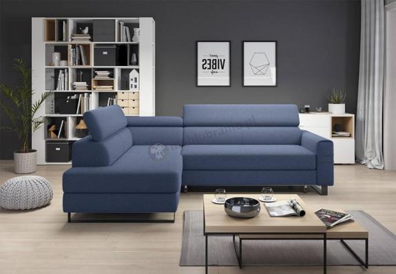 Granatowy narożnik z wbudowanym łóżkiem Livio Evolution 12 navy lewy