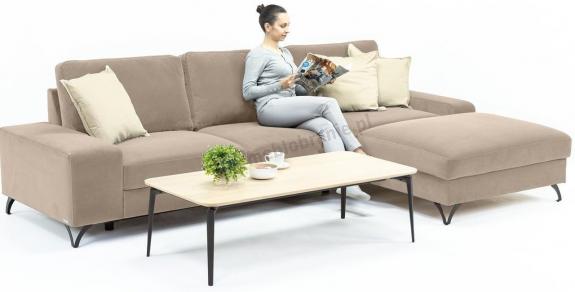 Beżowy elegancki narożnik welurowy Flavio II 293x179 Matt Velvet 08 prawy