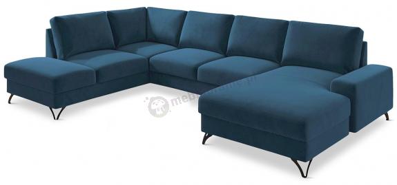 Granatowy narożnik U-kształtny do salonu Flavio U 367x214cm lewy